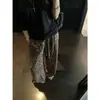 Pantalones de Caminar Casuales Largos de Pierna Ancha Sueltos Rectos de Lino Tencel con Estampado de Leopardo para Mujer, Verano