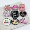 Broche Geométrico Estilo Europeo y Americano con Accesorios de Aleación Esmaltada, Insignia de Decoración de Ropa y Bolsos con Forma de Corazón y Letra Inglesa