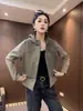 Jaqueta casual com capuz, estilo duas peças falsas, para mulheres, novo modelo 2026, com zíper, corte solto, versátil, emagrecedora, jaqueta curta para pessoas baixinhas