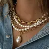 Collar de Perlas Oceánicas de Venta Caliente Transfronterizo Europeo y Americano Cadena para Clavícula de Mujer Colgante de Estrella de Mar y Concha Collar Multicapa Apilable Venta al por Mayor