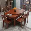 Nuevo Juego de Mesa y Sillas de Comedor de Madera Maciza Estilo Chino, Mesa Redonda Plegable Convertible de Doble Uso Cuadrada/Redonda Extensible, Mesa de Comedor para Apartamento Pequeño en Casa