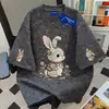 Camiseta de Manga Curta Tie-Dye com Estampa de Desenho Personalizada, Corte Solto, 100% Algodão, Unissex, Verão, Harajuku, Gola Redonda, Top para Casal, ins