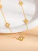 Colar Quadrado de Açúcar Trevo de Quatro Folhas Gypsophila Design de Luxo Leve Nicho Corrente para Suéter Clavícula Camada Camada Simples Acessórios Femininos Atacado