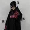 Sudadera con capucha holgada y forrada de polar con estampado de llamas oscuras de estilo Harajuku urbano transfronterizo europeo y americano para otoño e invierno para hombres y mujeres
