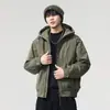 Chaqueta de trabajo con capucha de alta gama para exteriores para hombre, nuevo modelo otoño e invierno 2026, abrigo de algodón casual holgado de moda para hombre