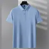 Camisa polo masculina de verão lisa, de manga curta, com colarinho, adequada para uso business casual, disponível em várias cores, resistente a rugas e versátil