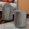 Lixeira Retro de Luxo Leve com Tampa Articulada 360° para Isolar Odores Madeira Cinza de Grão Grande Capacidade Grande Diâmetro Cesto de Papel Doméstico