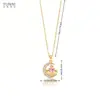 Collar Popular Transfronterizo de Acero de Titanio con Diseño de Estrella y Luna, No se Desvanece, Joyería de Lujo Ligero en Forma de Corazón, Accesorio de Collar de Zirconia Versátil de Nicho para Mujer