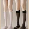 Traje Estilo Puro Deseo Borde Negro Rojo Largo Hasta la Rodilla Medias de Encaje de Seda para Mujer Ins de Moda Celebridad de Internet JK de Longitud Alta Cos Sexy Montar