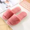 Nuevas Zapatillas de Felpa de Otoño para Casa Suelo de Madera Algodón Tira Única Suela Plana Comercio Exterior Estilo Pareja Zapatillas Peludas