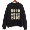 Suéter de gola redonda vintage com picles em conserva Hoodie solto masculino Blusa de moletom