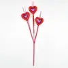 Corazón de Espuma Personalizado Nuevo Producto Rama de Flor con Purpurina Decoración de Boda Festiva Accesorios de Corazón de Melocotón Rama de Corazón del Día de San Valentín
