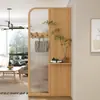 Estantería divisor de pantalla para sala de estar en recibidor, uso doméstico, estilo chino nuevo, madera maciza, pantalla de entrada larga de vidrio arcoíris