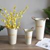 Cubo de flores secas, arreglo floral, cubo alto para flores, decoración de floristería, cubo de hojalata, florero de estilo americano, cubo de hierro de pie, tamaño grande