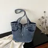2026 Nova Bolsa Tote Jeans Moda Retrô Estilo Coreano, Grande Capacidade, Bolsa de Ombro e Transversal Nicho para o Dia a Dia