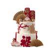 Decoración de pastel Fushou Ankang Decoración Shoutao Abanico dorado Bambú Abuelo Abuela Anciano Cumpleaños Plugin