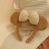 Faixa de Cabelo com Orelha de Urso e Laço para Mulheres Outono e Inverno Pelúcia Fofo Rosto de Desenho Animado Faixa de Cabelo Menina Coreana Toca de Cabelo Cartão de Cabelo