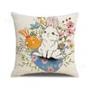 Funda de almohada con estampado de conejo lindo estilo pintado a mano transfronterizo Decoración de Pascua para el hogar Personalización de cojín para sofá
