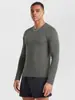 Camiseta Manga Longa Lulu Primavera e Outono Secagem Rápida Masculina Esportes Corrida Fitness Absorvente de Suor Roupa Esportiva Casual Esportiva Moletom Gola Redonda