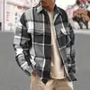 Nueva Chaqueta Casual de Manga Larga a Cuadros con Solapa Retro para Hombre de Moda Europea y Americana TEMU Cepillada