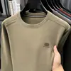 Sudadera de Manga Larga de Seda para Hombre para Otoño, Versátil Casual Elástica Cuello Redondo Moderna Camiseta Base Top Ropa para Hombre