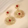 Joias Novas Europeias e Americanas Dongdaemun Brincos Longos Modernos Diamante Personalizado Girassol Exagerados Estilo de Rua Brincos para Mulheres