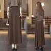 Falda midi marrón para mujer, nueva colección otoño 2026, de cintura alta, adelgazante, línea A, elegante, versátil y que realza la figura