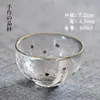 Copo de Vidro Martelado Pintado de Dourado Estilo Japonês Copo Pequeno Estilo Ins Copo de Chá Kung Fu Copo de Saquê com Borda Dourada Tigela de Chá do Mestre Conjunto de Chá