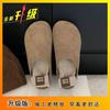 Sapatos Half Toboken 2024 Novo Outono e Inverno Fundo Grosso Baotou Outwear Sem Salto Slip-on Forrado de Lã Meio Chinelos para Mulheres