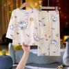 Tencel Lyocell Verano Nuevo Conjunto de Ropa de Casa para Niños Algodón Seda Pijamas para Niños y Niñas Ropa de Manga Larga para Aire Acondicionado Algodón