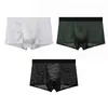Huajielong Malha Texturizada Sem Costura Seda Gelada Roupa Íntima Masculina Cintura Média Masculina Tamanho Grande Respirável Boxer Masculino Pode Ser Enviado em Nome de