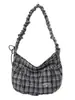 Bolso Cruzado de Hombro Único Plisado Rojo Estilo Coreano Cuadros Artísticos Alto Valor Estudiante Universitario Versátil para el Trabajo Bolso Dumpling
