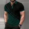 Camisa Polo Deportiva Casual Diaria de Manga Corta para Hombre con Rayas, Estampado 3D, Corte Holgado, Cuello con Solapa y Botones, Nueva de Verano