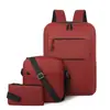 Se Puede Añadir Logo Transfronterizo Nuevo Película Impermeable Carga USB Simple Mochila de Negocios Casual Conjunto de Tres Piezas de Negocios