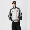 Jaqueta Esportiva Três Listras Estilo Americano Masculina e Feminina Inverno Tendência Marca Costura Cor Contrastante Jaqueta de Casal Cardigan Retrô Conjunto de Baseball