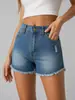 Jeans e Shorts Jeans Femininos Populares Europeus e Americanos de Comércio Exterior Elásticos Slim-Fit Rasgados com Franjas