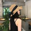 Sombrero de Paja de Crochet Hecho a Mano con Lazo de Ala Ancha para Mujer Verano Plegable para Viaje Sombrero Parasol para Vacaciones en la Costa Sombrero de Playa