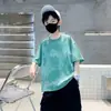 Camiseta de Manga Corta para Niños Niños Verano Nuevo Gradiente Estampado de Dibujos Animados Top Mediana y Grande Niños Versátil Holgada Camiseta de Media Manga