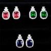 Brincos de tesouro de cor de torre de açúcar novos europeus e americanos brincos de simulação de rubi esmeralda elegantes brincos reais de todos os fósforos