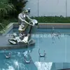 Escultura Abstracta de Figura con Superficie de Espejo de Acero Inoxidable Personalizada, Corona de Gota de Agua, Instalación Artística de Fuente de Agua, Decoración de Piscina