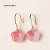 Aretes de Ágata Yanyuan Natural Ruyi, Hebilla de Paz Estilo Antiguo, Aretes Estilo Chino Nuevo, Aretes Estilo Nacional, Ganchos de Oreja de Flor de Rosa