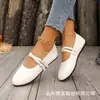 Comercio Electrónico Transfronterizo Otoño 2026 Zapatos Mary Jane de Doble Hebilla para Mujer Punta Redonda Piel Suave Planos Zapatos de una Sola Suela Corte Bajo Francés Versátil