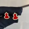 Brincos de Cabacinha Kirin para Mulheres, um Par de Elegantes Brincos de Ágata Vermelha para Homens, Brincos de Cabacinha de Comércio Exterior para Transmissão ao Vivo para Mulheres