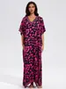 Vestido Longo Solto Plus Size de Viscose Estilo Europeu e Americano para Férias, Saída de Praia com Proteção Solar, Vestido de Praia para Mulheres