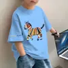 Camiseta de Manga Corta 100% Algodón para Niños, Tops Holgados de Media Manga Atractivos para Niños, Ropa Infantil Casual de Verano Talla Mediana y Grande, Camiseta de Moda para Niños