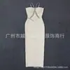 Nova moda feminina transfronteiriça europeia e americana sexy com decote halter luxuoso strass estilo socialite vestido de bandagem vestido de noite