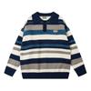 Suéter de Rayas Retro Americano de Moda Original Semi Abierto para Mujer, Suéter de Punto Versátil Casual Perezoso Estilo Ins Holgado