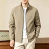 Chaqueta de hombre de otoño nueva transfronteriza con cuello alto, color liso, abrigo casual para hombres jóvenes y de mediana edad, adecuada para otoño y primavera, disponible para dropshipping
