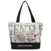 Bolsa de lona grande com estampa de letras para mulheres, novo estilo 2026, Bolsa de ombro estampada moda Gentlewoman, bolsa tote