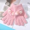 Guantes de punto para niñas, cálidos y de invierno, con lazo grueso de jacquard, de cinco dedos, para ciclismo y tareas escolares.